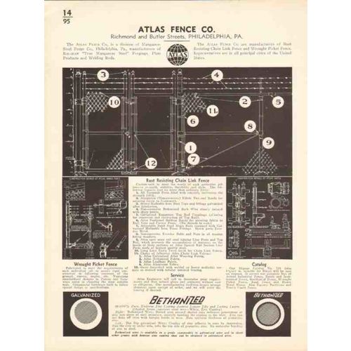 atlas fence company 1936 rust resisting chain link vintage catalog