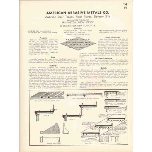 american abrasive metals company 1936 anti-slip stairs vintage catalog