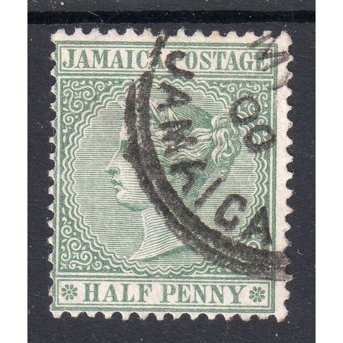 Jamaica 1883 Sg16 1/2d Yellow-Green wmk C CA fine used (G130)