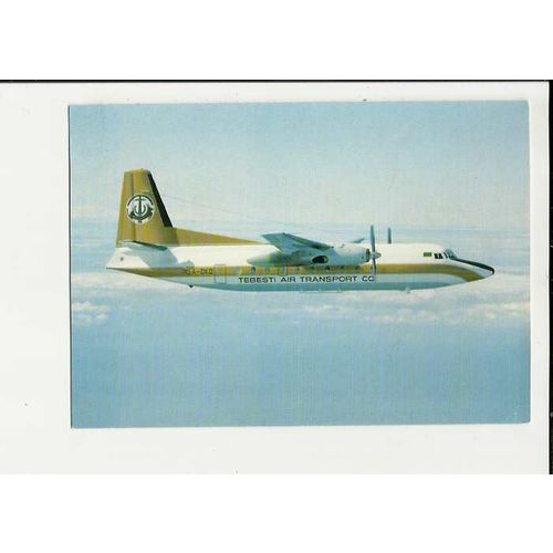 Aviation TEBESTI AIR TRANSPORT F27 Postcard by Skyliner (015)