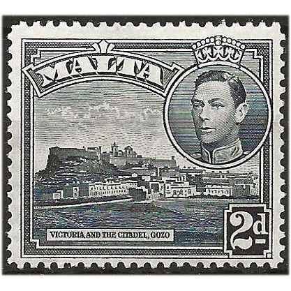 Malta 1938 SG221 2d Slate Black Mounted Mint ..