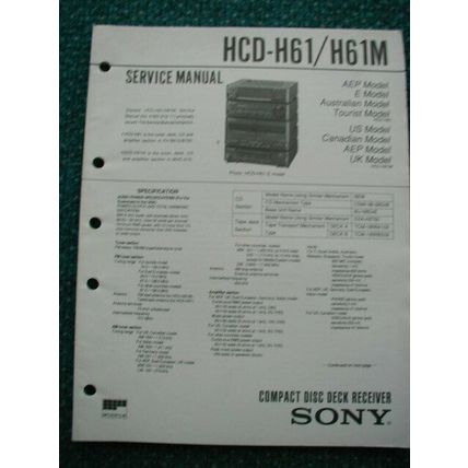 Sony service manual HCD-H61 / H61M