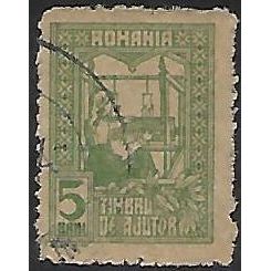 Zm Mi 7: 5 b. green Postal Tax Stamp: Queen Weaving, greyish paper, line p. 11½