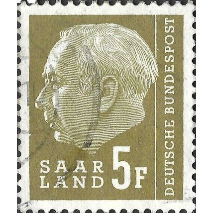 SAARLAND, Theodor Heuss, olive-brown 1957, 5F