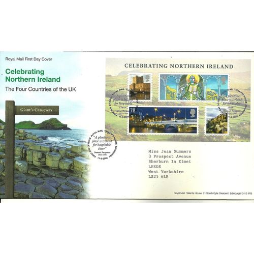GB 2008 Northern Ireland Miniature Sheet Edinburgh First Day Cover FDC MSNI152
