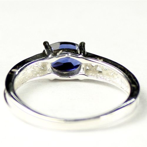 Created Blue Sapphire, 925 Sterling Silver Ladies Ring, SR362