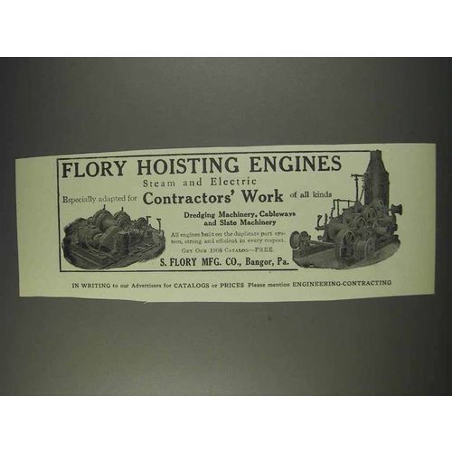1910 S. Flory Hoisting Engines Ad