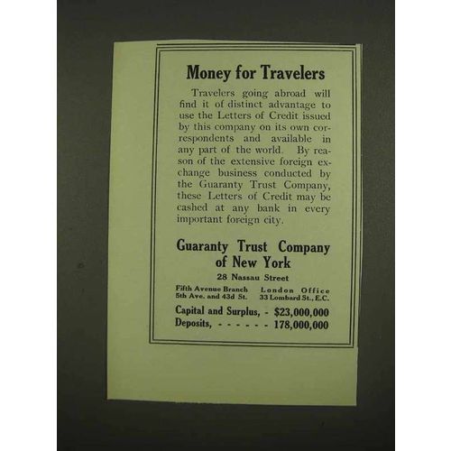 1912 Guaranty Trust Company of New York Ad - Travelers