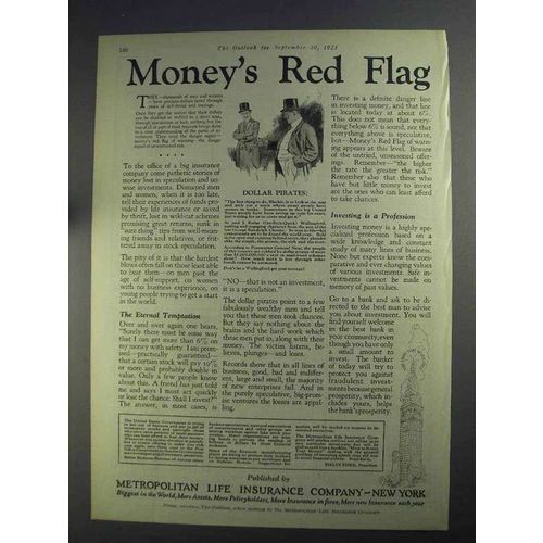 1925 Metropolitan Life Insurance Ad - Money's Red Flag