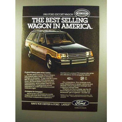 1983 Ford Escort Wagon Ad - Best Selling in America