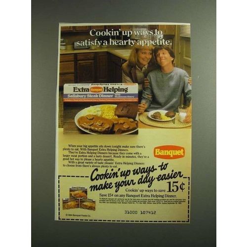 1984 Banquet Extra Helping Salisbury Steak Dinner Ad