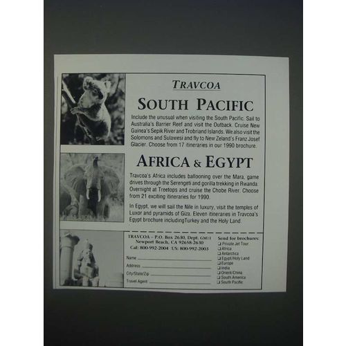 1989 Travcoa Tours Ad - Travcoa South Pacific