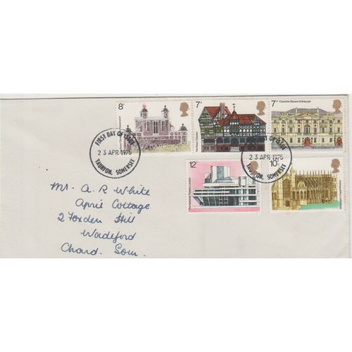 GB 1975 British Buildings set FDC Taunton Somerset pm see others