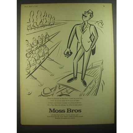 1967 Moss Bros. Fashion Ad - When I'm followin' the boat race, I stand up