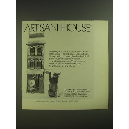 1974 Artisan House Latin Quarter Sculpture by C. Jere Advertisement