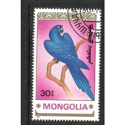 MONGOLIA 1990 PARROTS 30M HYACINTH MACAW SG 2155 FINE USED #3