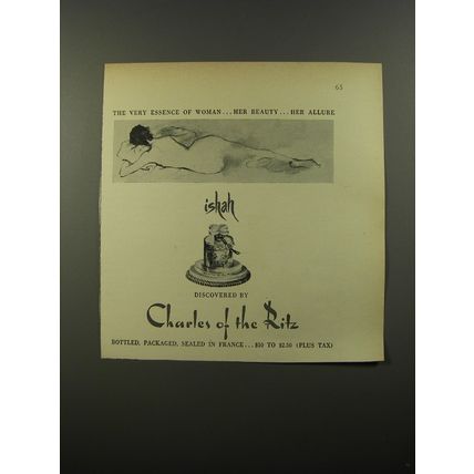 1954 Charles of the Ritz Ishah Perfume Ad - The very essence of woman
