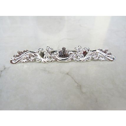 Slim antique style silver or rose gold/ copper filigree hair pin clip barrette