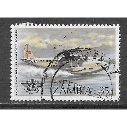 ZAMBIA 1984 FLYING BOAT SHORT SOLENT BOAC USED SG402 402 SG CDS