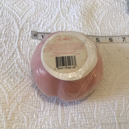 Large Pink Rose Shaped Scented Candle New Sealed with Green Ceramic Leaf Base