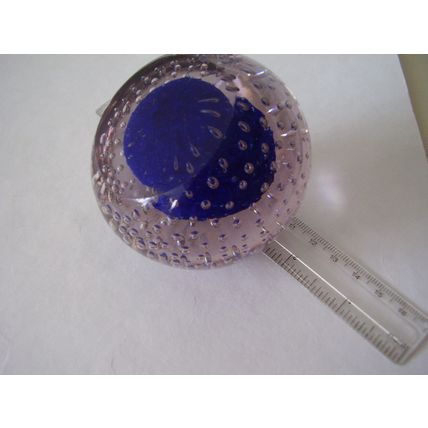Vintage Neodymium Alexandite Controlled Bubble Paperweight Blue Lilac Glass