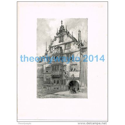COLMAR, HOUSE OF HEADS, FRANCE, BOOK ILLUSTRATION/PRINT FROM ALSACE-LORRAINE