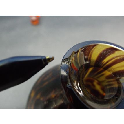 VINTAGE 7" GLASS TORTOISE SHELL PERFUME BOTTLE GLASS STOPPER & DAUBER
