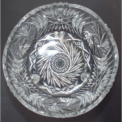Crystal Glass Industries 24% Lead Crystal 3 Footed Pinwheel Bowl West Germany