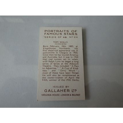 1935 Gallaher Portraits of Famous Stars Card # 24 of 48 Tom Walls Very Good (3)
