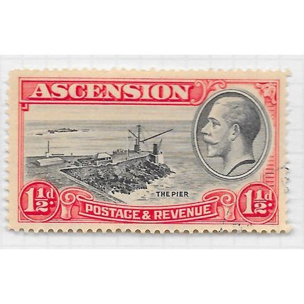 ASCENSION ISLAND 1934 KG5 THE PIER ONE & HALFPENNY SG23 23 SG USED