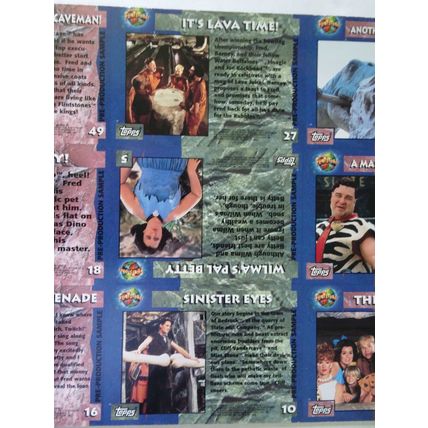 The Flintstones Pre-Production Promo Sheet of 9 Cards Uncut 1993 Topps
