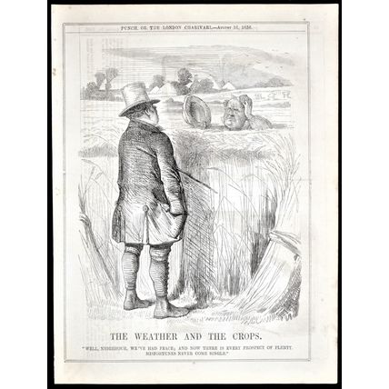 WEATHER AND THE CROPS 1856 Farmers Agriculture PUNCH CARTOON PAGE