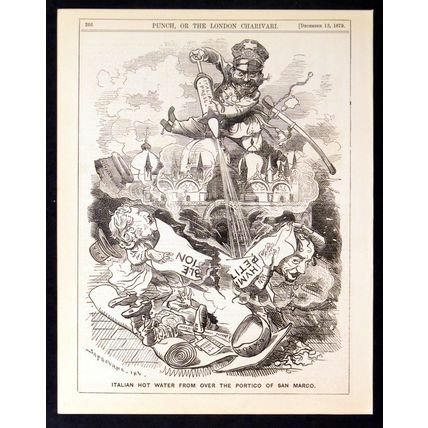 ITALIAN HOT WATER 1879 Edward Linley Sambourne PUNCH CARTOON PAGE
