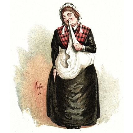 MRS. BARDELL 1889 JOSEPH CLAYTON CLARKE ‘KYD’ Pickwick Papers VICTORIAN CARTOON