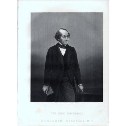 BENJAMIN DISRAELI 1876 Daniel John Pound VICTORIAN ENGRAVING