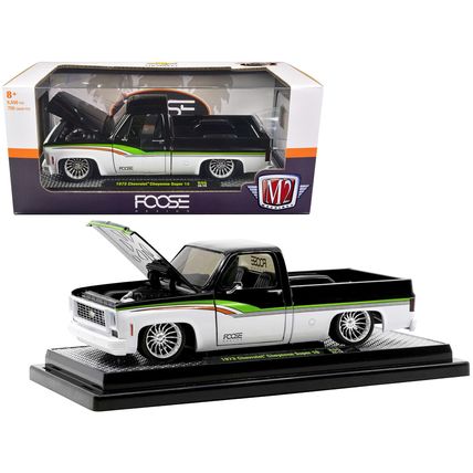 1973 Chevrolet Cheyenne Super 10 Pickup Truck Black and Bright White with Str...