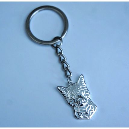 BENGAL CAT METAL KEY RING WITH KEY CHAIN & VELVET GIFT BAG