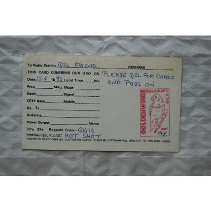 1985 QSL Card Golden Wings QSL Swap Club