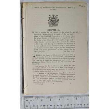 1914 Act of Parliament: Cleckheaton buses gas Bradford Corporation