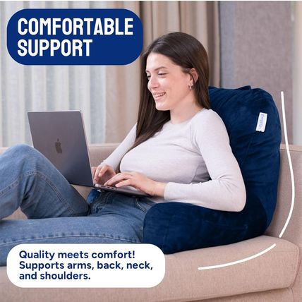 Comfortspa Reading Pillow for Bed Adult Size, Back Rest Pillow with Arms, Pocket