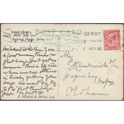 Wotton Hall, Staffordshire, 1918 - Peach Postcard