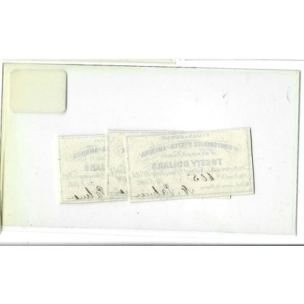 Lot of 3 Confederate $20.00 Bond Coupons Hand Signed ex Mint