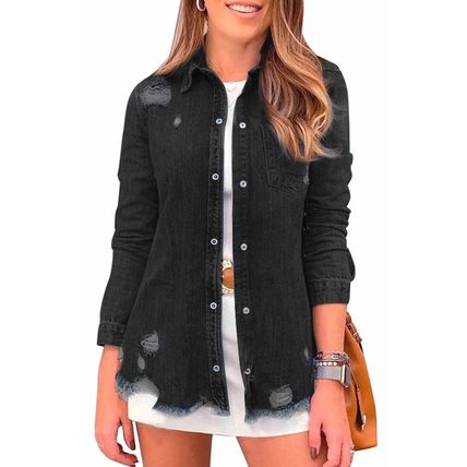 Black Ripped Denim Jacket