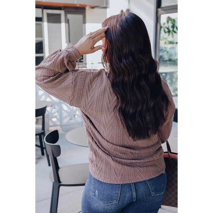 Plus Size Textured Knit Zip Neck Pullover