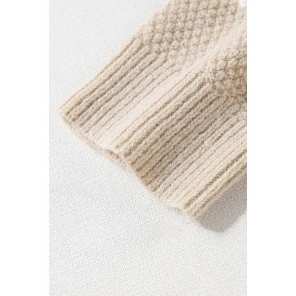 Khaki Cable Knit Colorblock Crew Neck Drop Shoulder Sweater