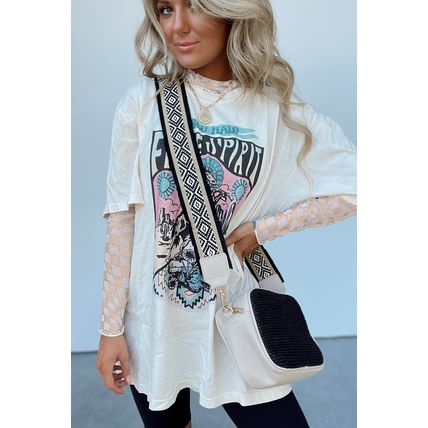 Khaki Checkered Pattern Mesh Mock Neck Long Sleeve Top