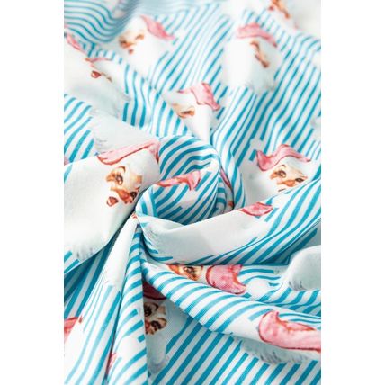 Sky Blue Santa Claus Striped Print Loose Fit Two Piece Lounge Set