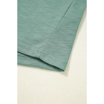 Mist Green Metallic Sheen Edge Scoop Neck Tank Top