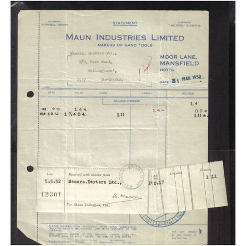 MAUN INDUTRIES LTD,MANSFIELD,NOTTIN GHAMSHIRE, 31MAR1952