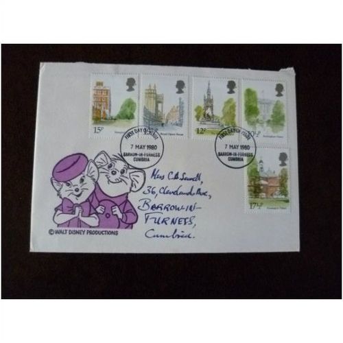 1980 GB London Landmarks stamps Walt Disney FDC The Rescuers Miss Bianca Mice